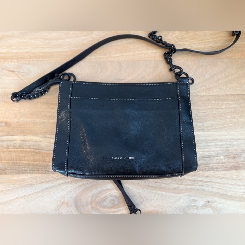 Rebecca Minkoff Womens MAB Studded Crossbody Bag Chain Strap Leather Black OS